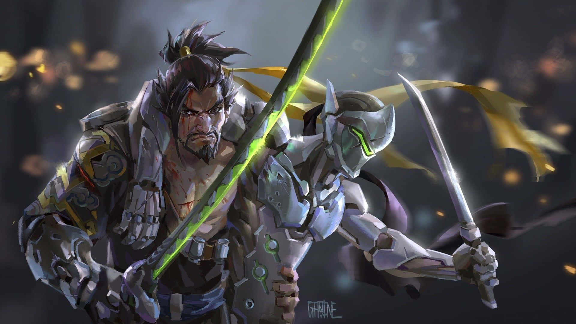 Watu wa Genji na Hanzo 1920x1080 Overwatch Mandhari Picha ya Ukuta