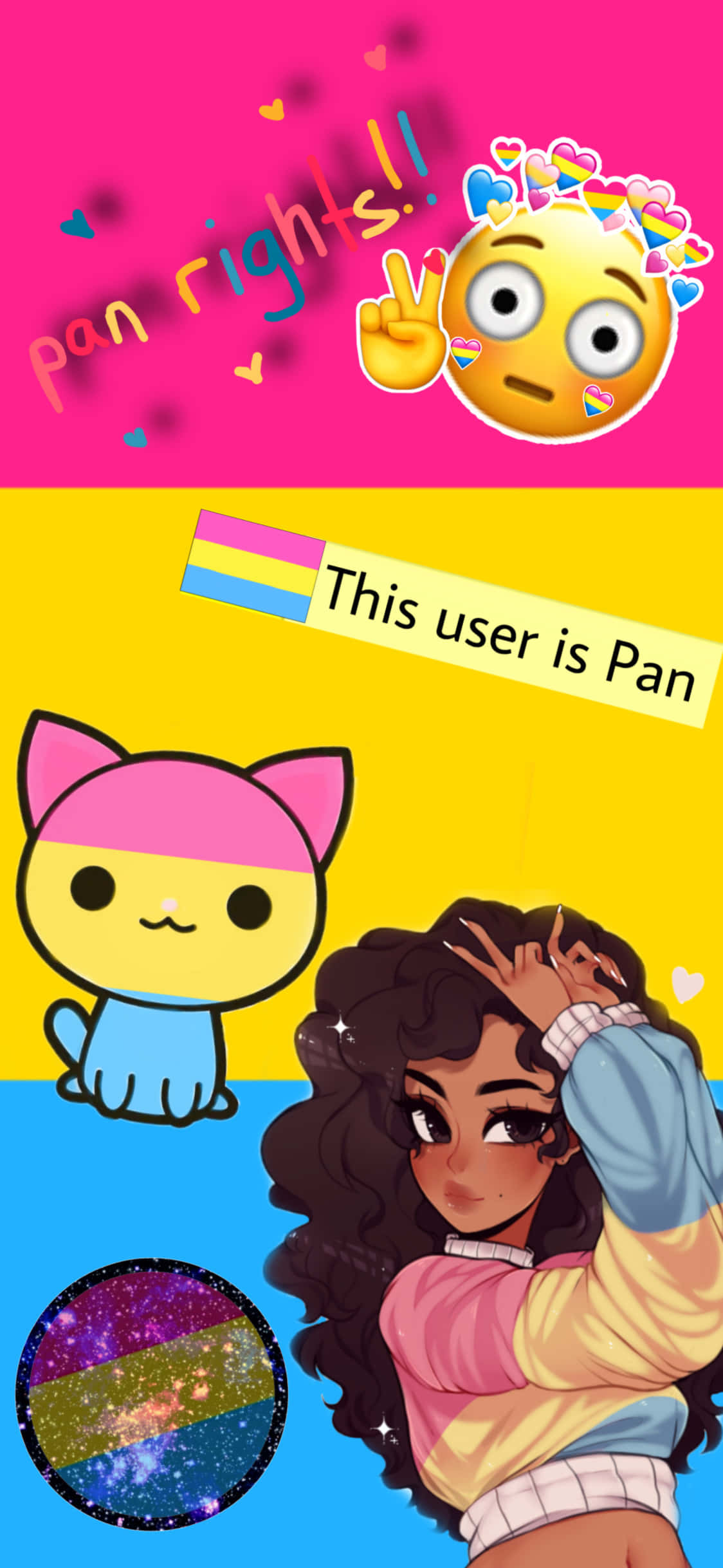 Watu wa pansexual wanaonyesha rangi zao za kweli kwa kufahari na kwa kuonekana. Picha ya Ukuta