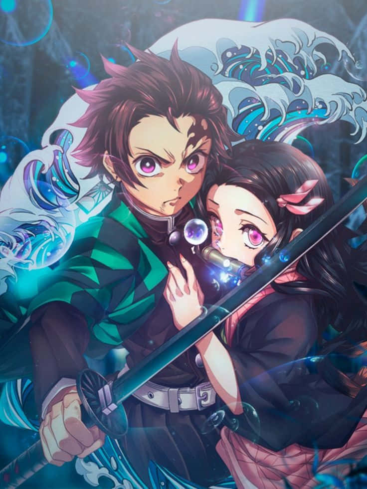 Watu Wakuu Wapenzi wa Demon Slayer Tanjiro na Nezuko Kamado Picha ya Ukuta