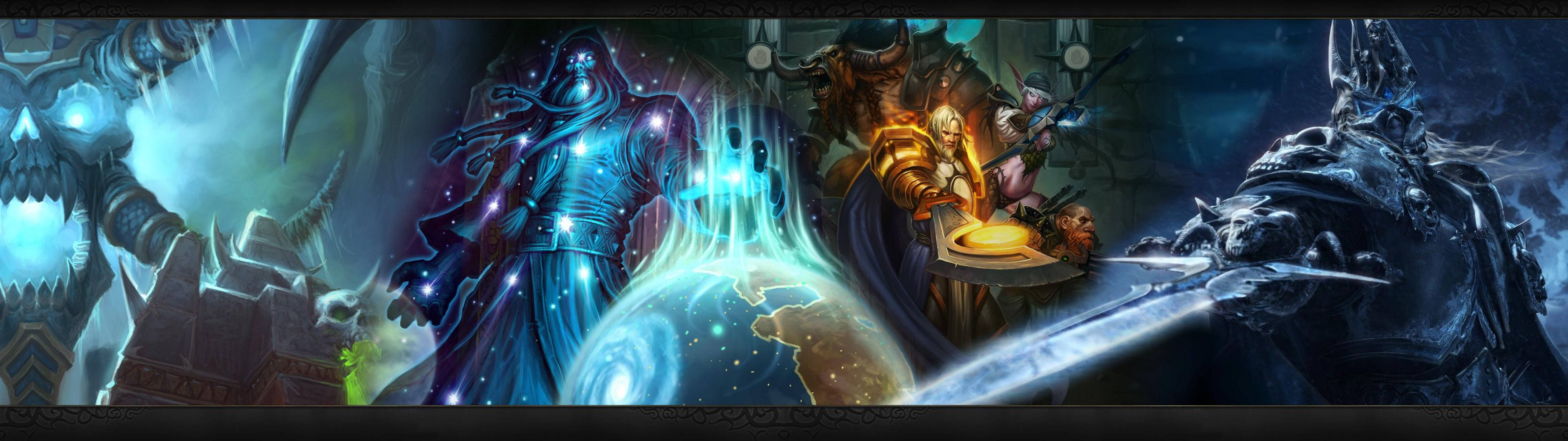 Watu Wawili wa World of Warcraft Wakati wa Kupigana kwenye Viongozi Viwili Picha ya Ukuta