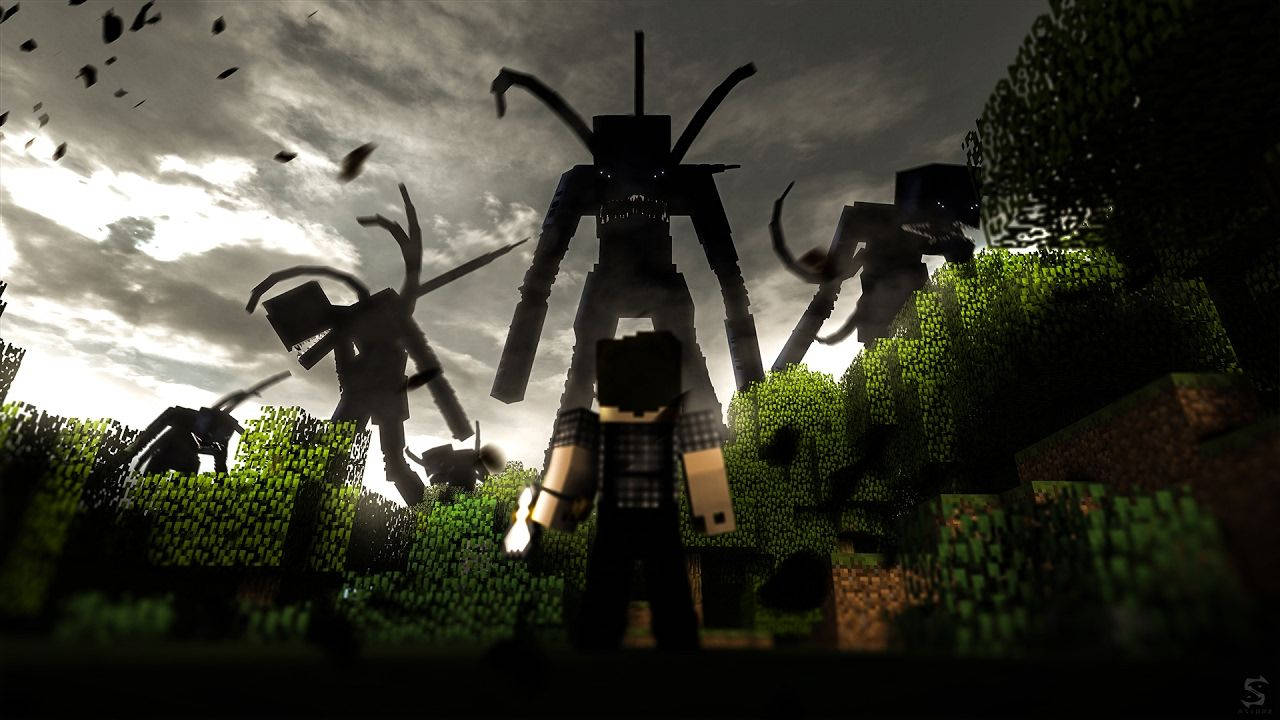 Watumwa Walioharibika Wapanda Farasi Kuingia Vitani katika Minecraft Picha ya Ukuta