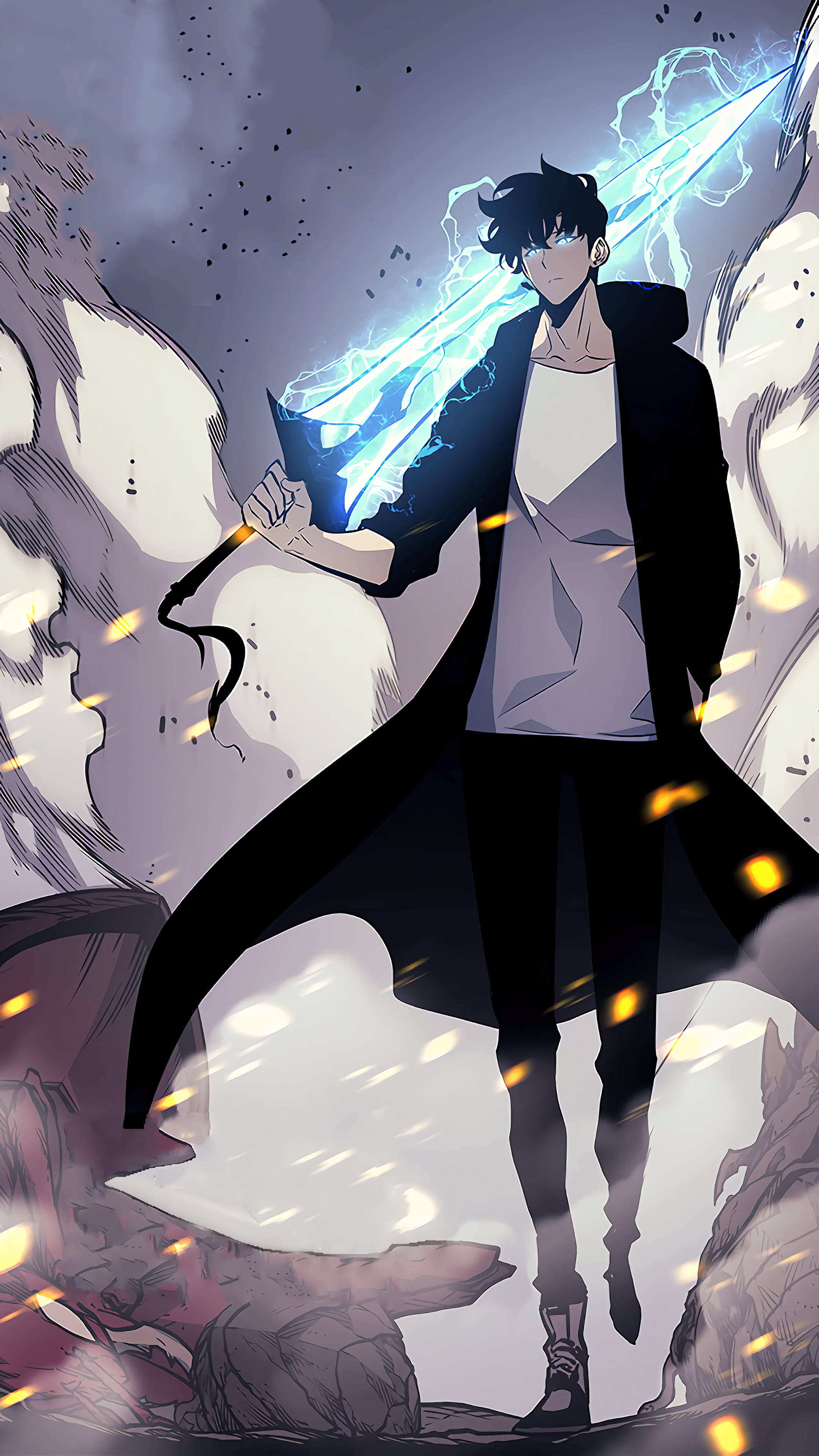 Wavulana wa Anime Wazuri Sung Jinwoo Solo Leveling Picha ya Ukuta