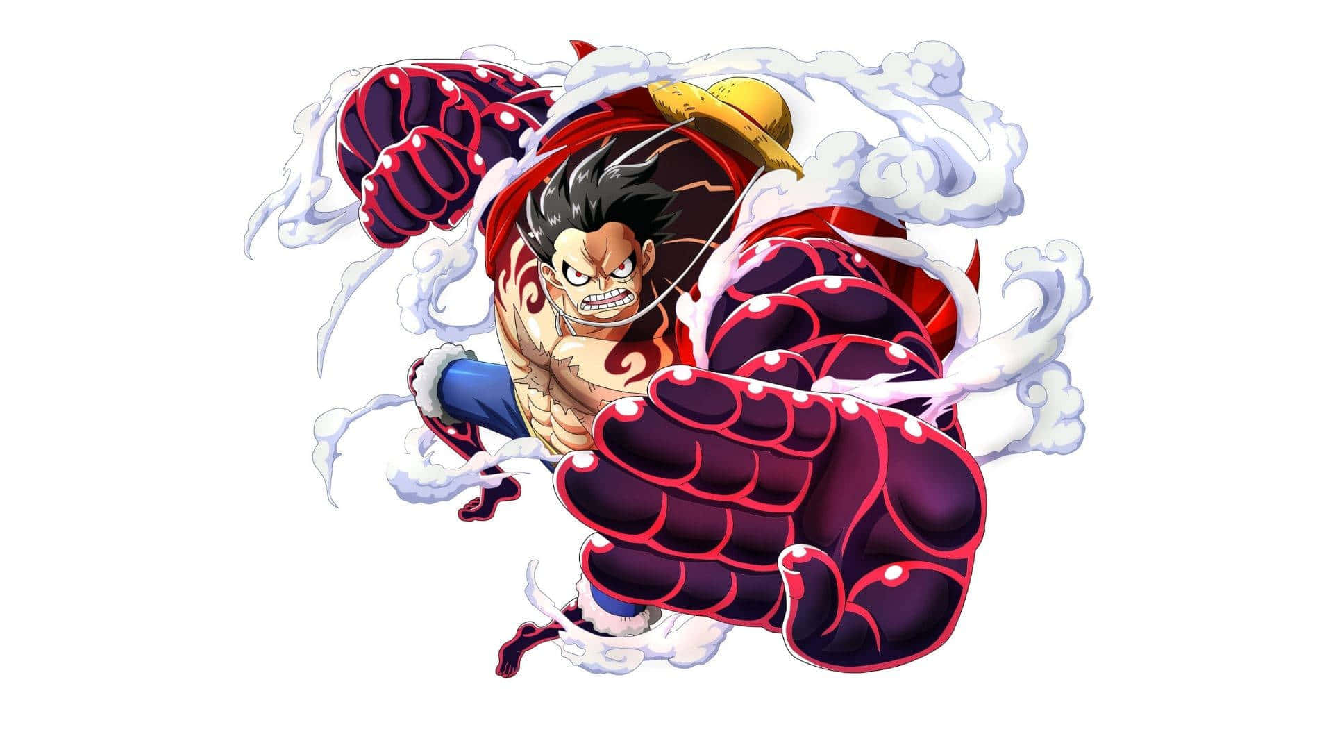 Weka tayari kufurushwa - Luffy anasafiri kwenye anga la bluu safi Picha ya Ukuta