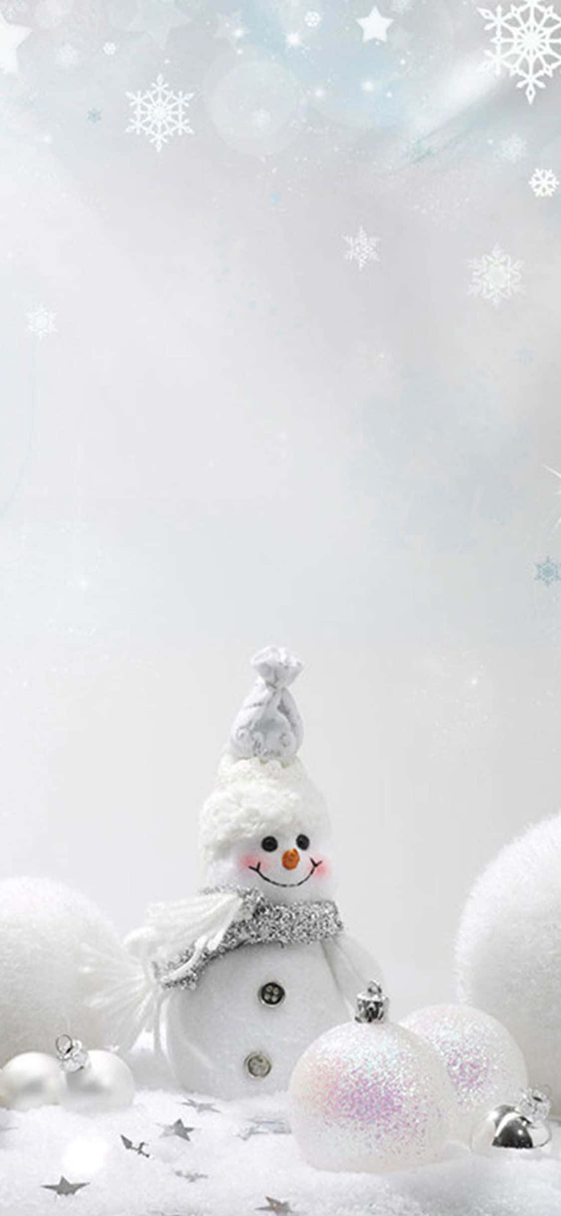 White Christmas Snow Man Cute Picha ya Ukuta