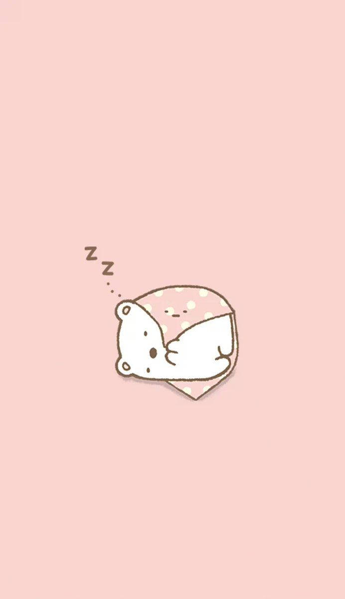 Wingu La Kulala La Bear Mweupe Kawaii HD Picha ya Ukuta
