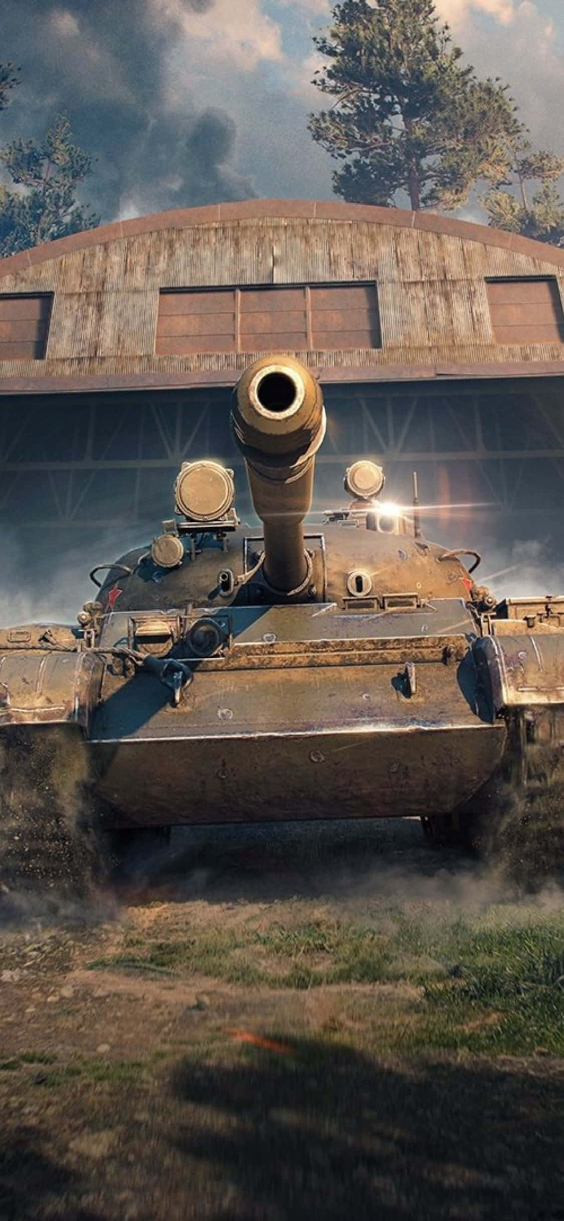 world of tanks - tanki mbele ya jengo Picha ya Ukuta