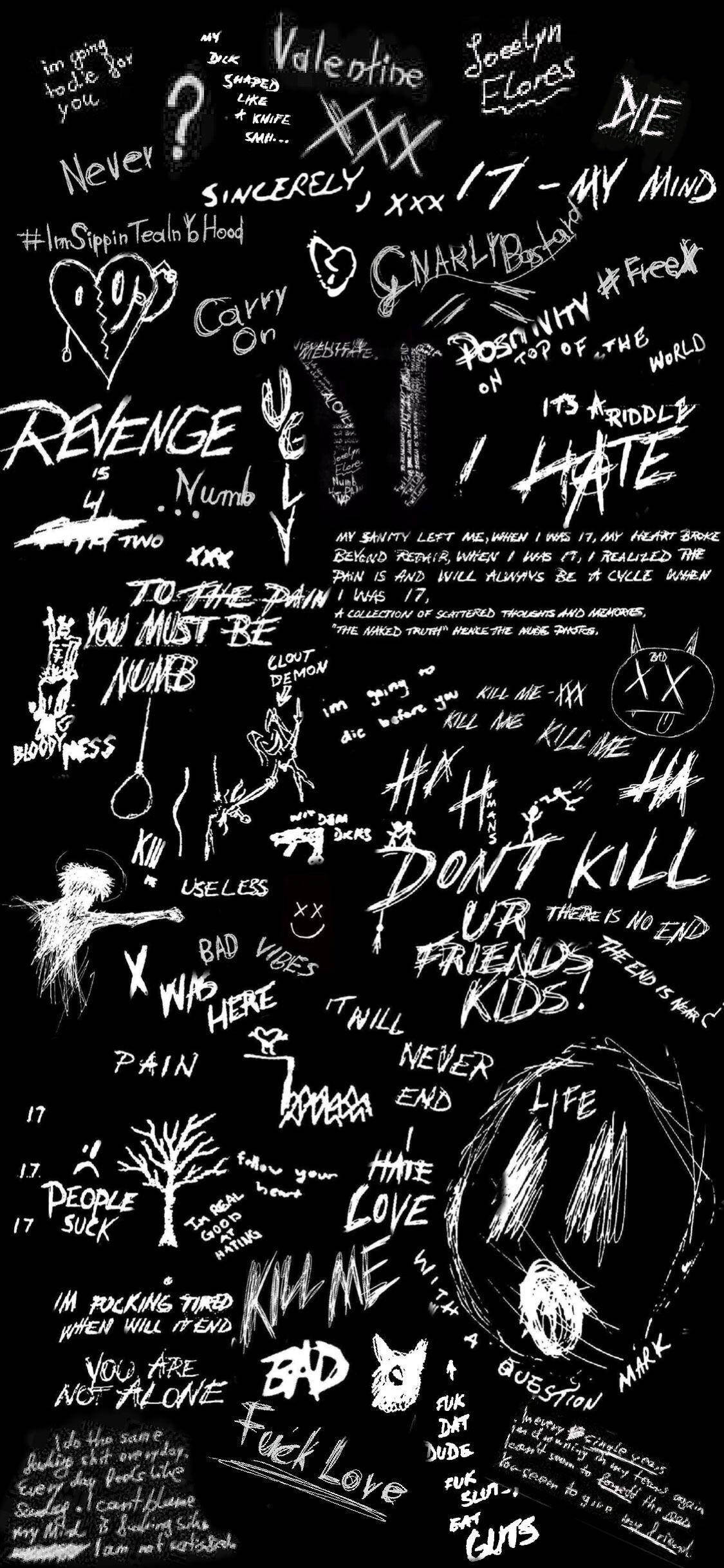XXXTentacion Aesthetic Song Lyrics Collage Picha ya Ukuta