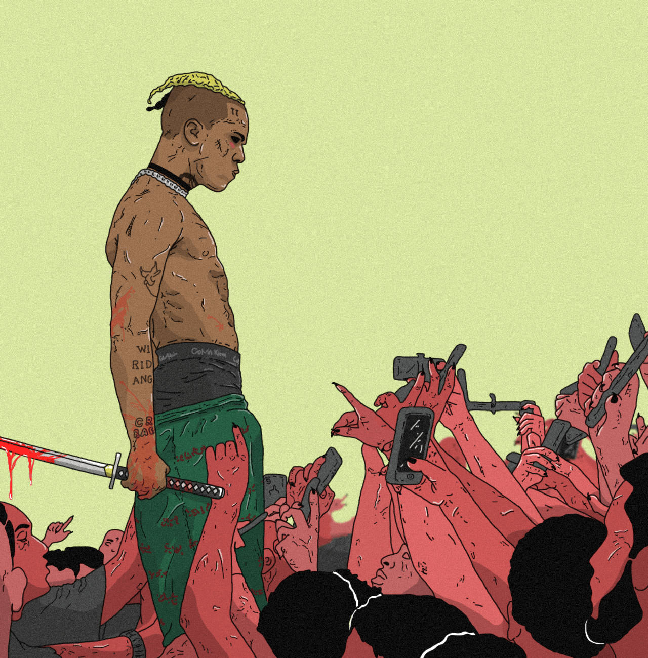 Xxxtentacion Anime Miongoni mwa Umati Picha ya Ukuta