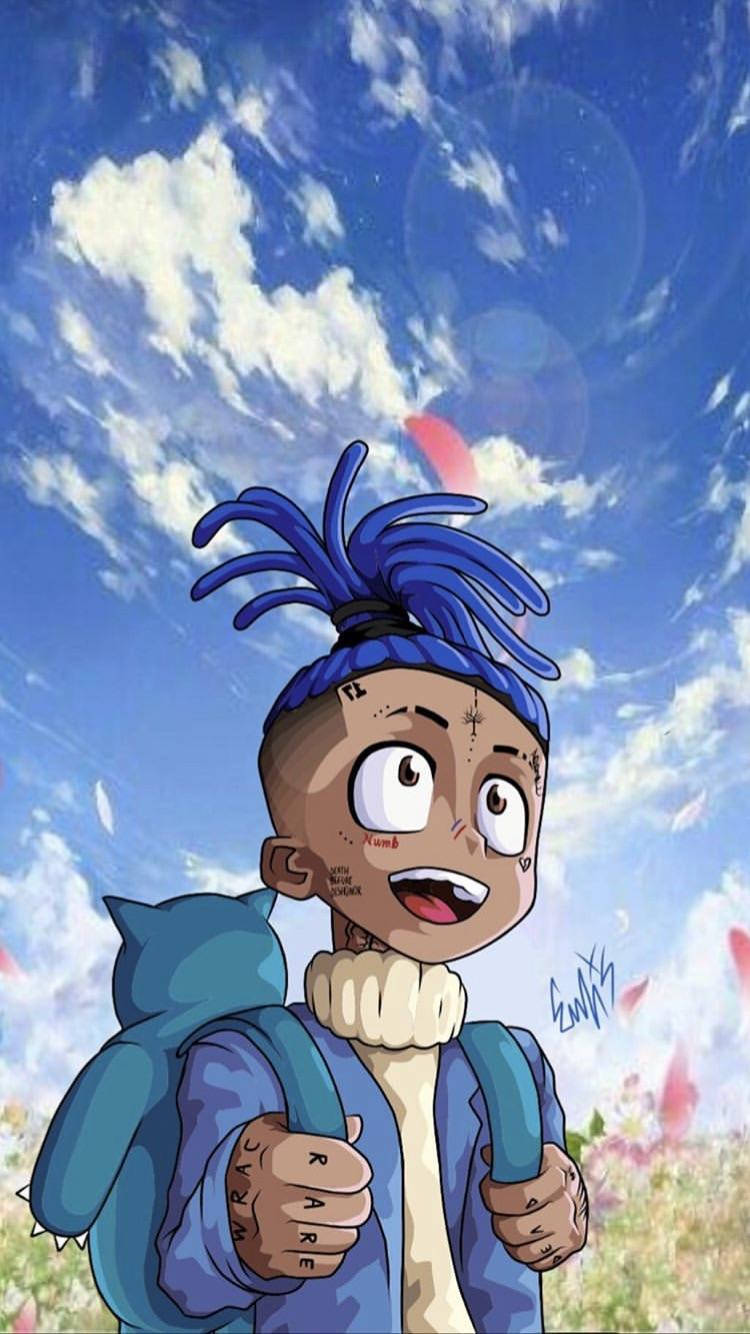 Xxxtentacion Anime Katikati ya Kanzu ya Bluu Picha ya Ukuta