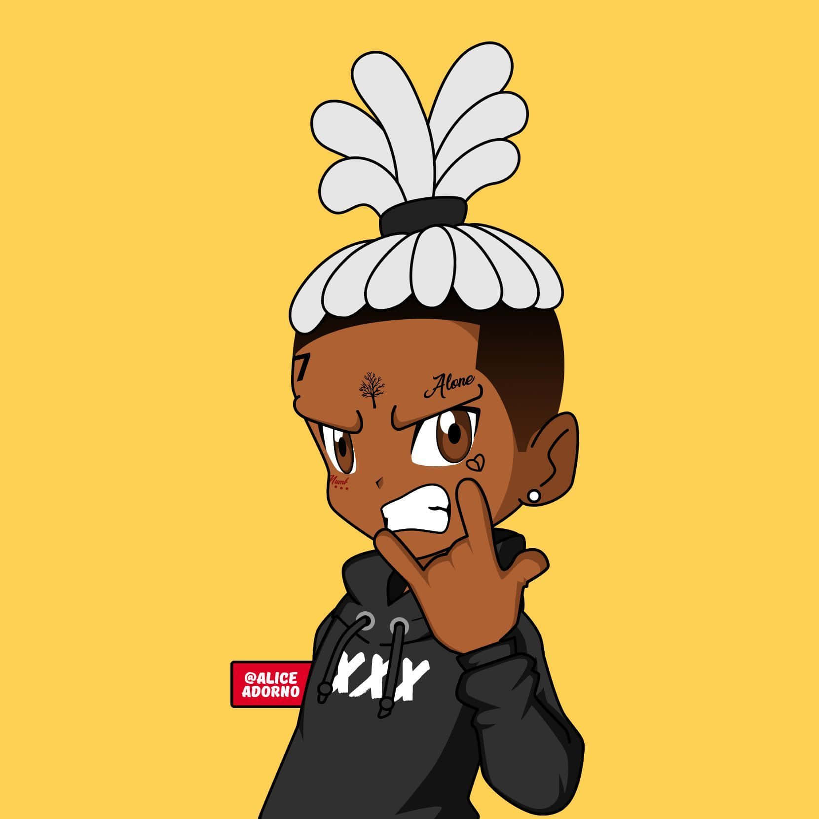 XXXTentacion Wapenda Muziki wa Rap Wanaotikisa Ishara ya Rock On Picha ya Ukuta