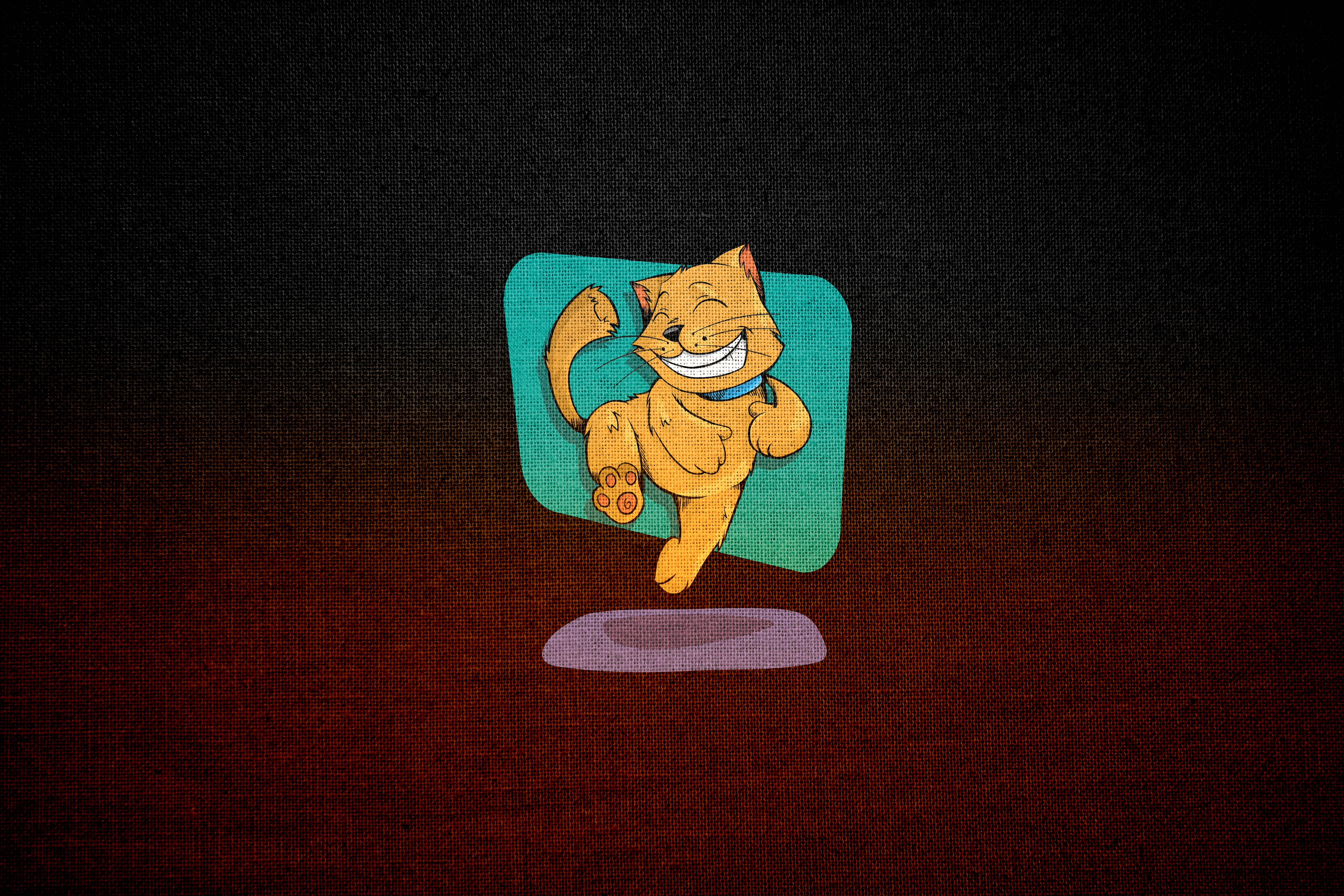 Yellow Jumping Happy Cat Picha ya Ukuta