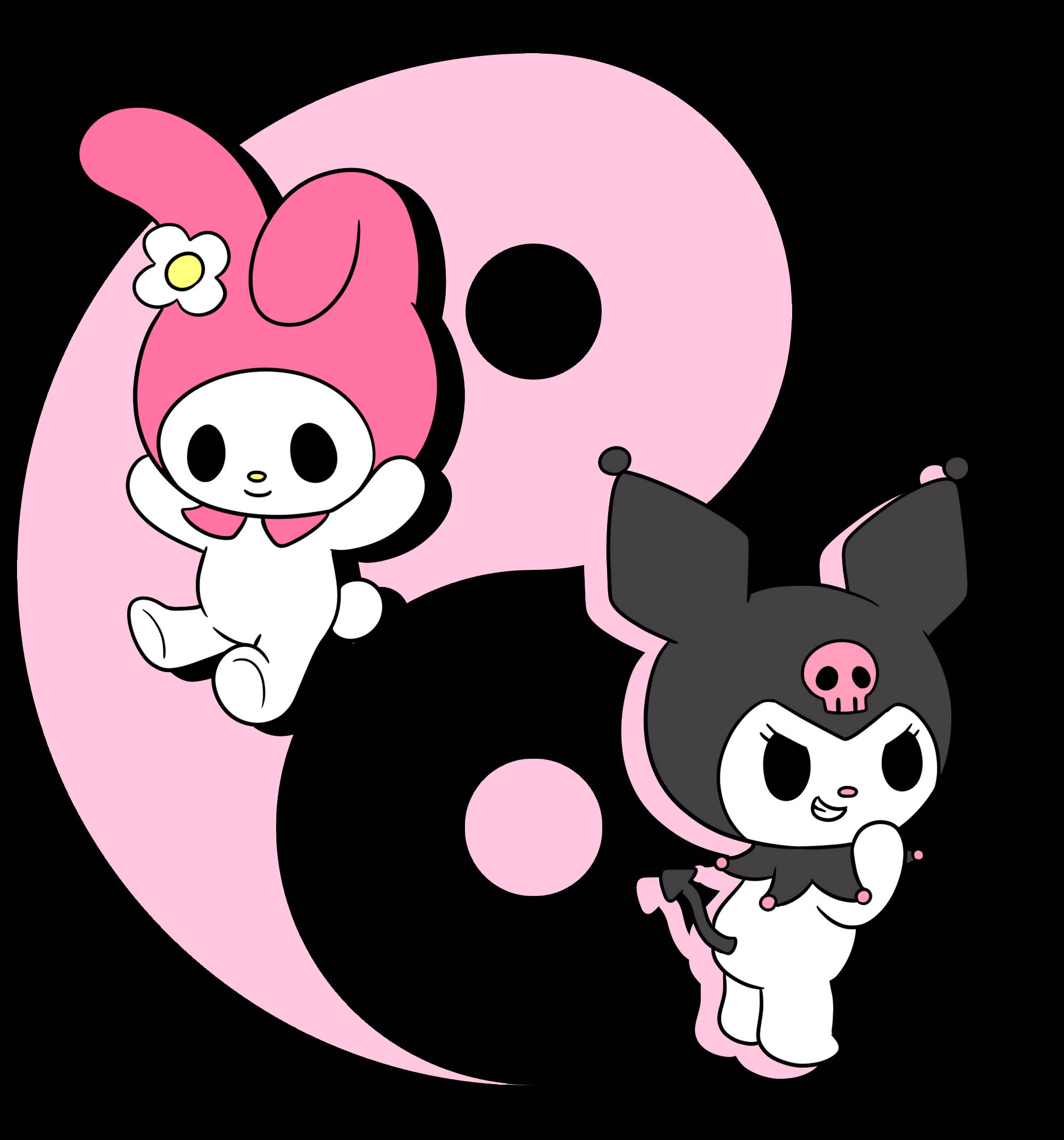 Yin Yang Kuromi And Melody Picha ya Ukuta