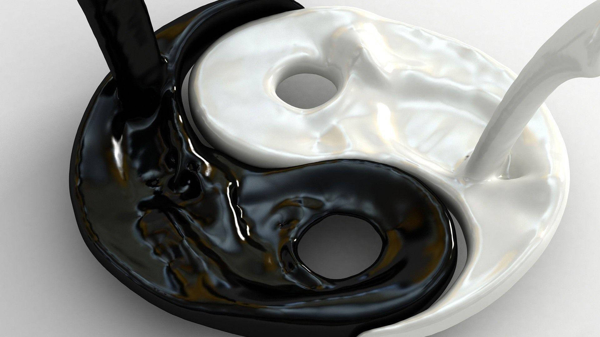 Yin Yang Sawa na Nyeupe Picha ya Ukuta