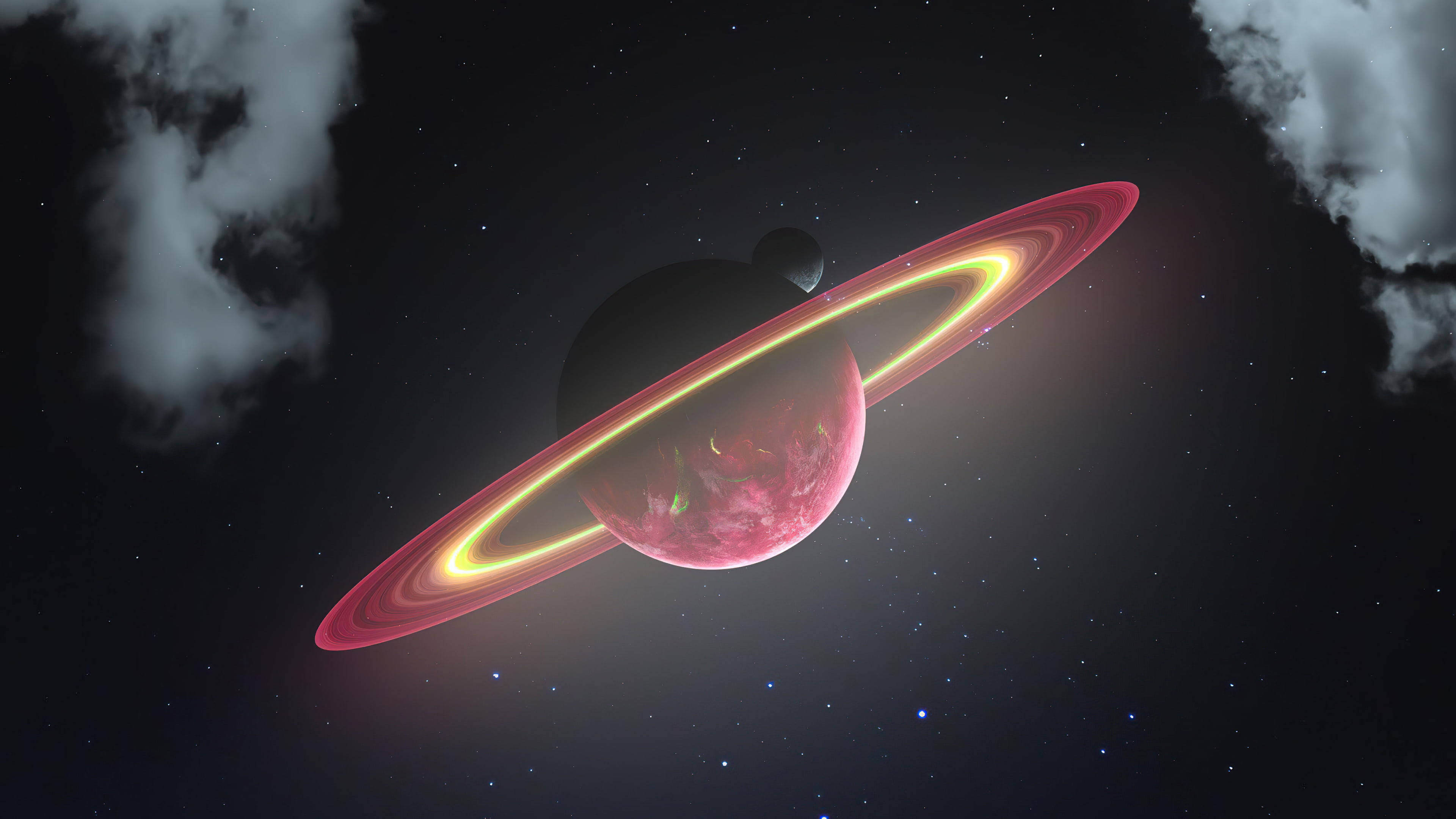 Zambarau Nyekundu Saturn 4K Picha ya Ukuta