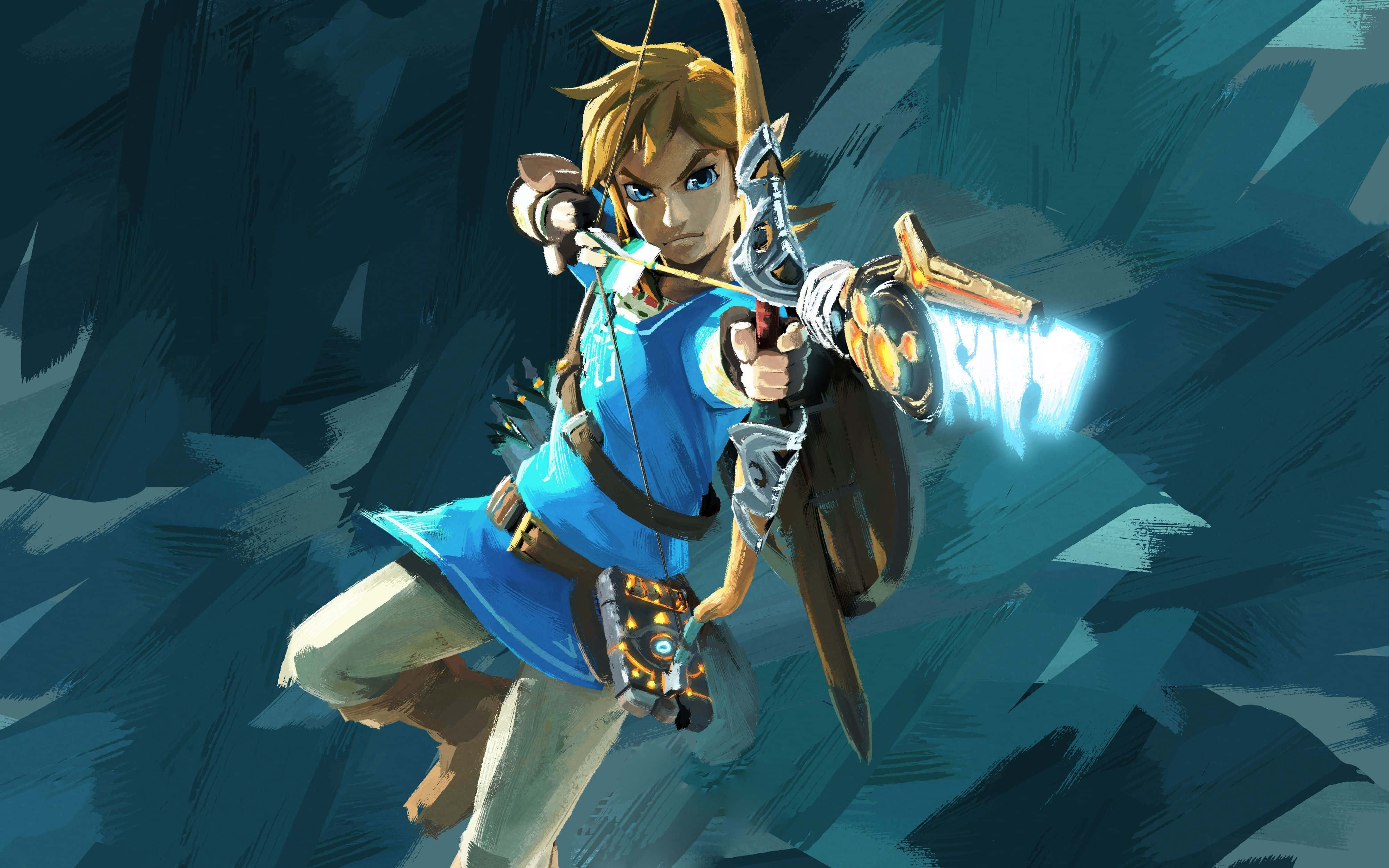Zelda Breath Of The Wild 4K Link Akilenga Mshale Uliotengenezwa Picha ya Ukuta