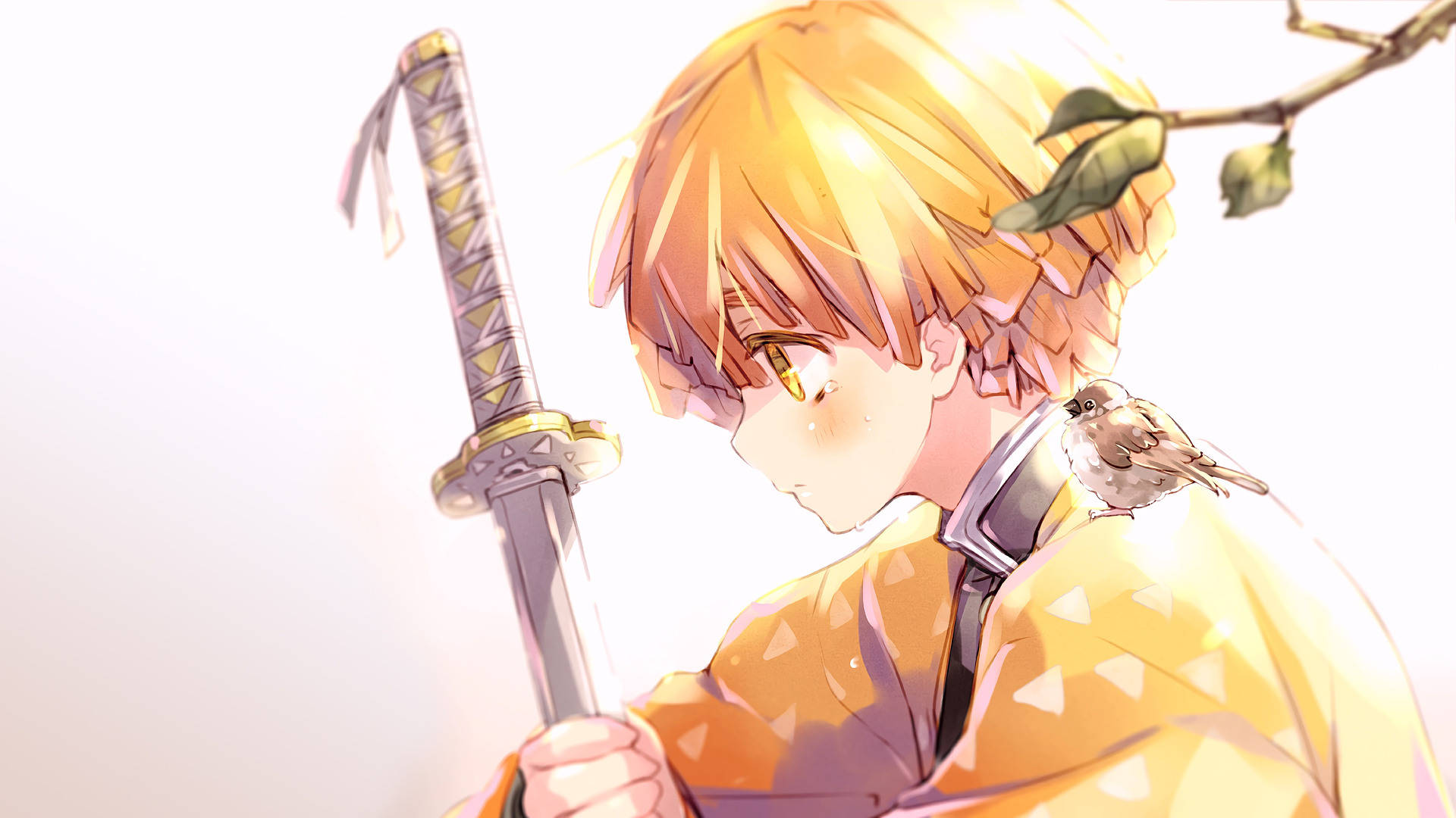 Zenitsu wa Demon Slayer kwenye Mwanga wa Jua Picha ya Ukuta