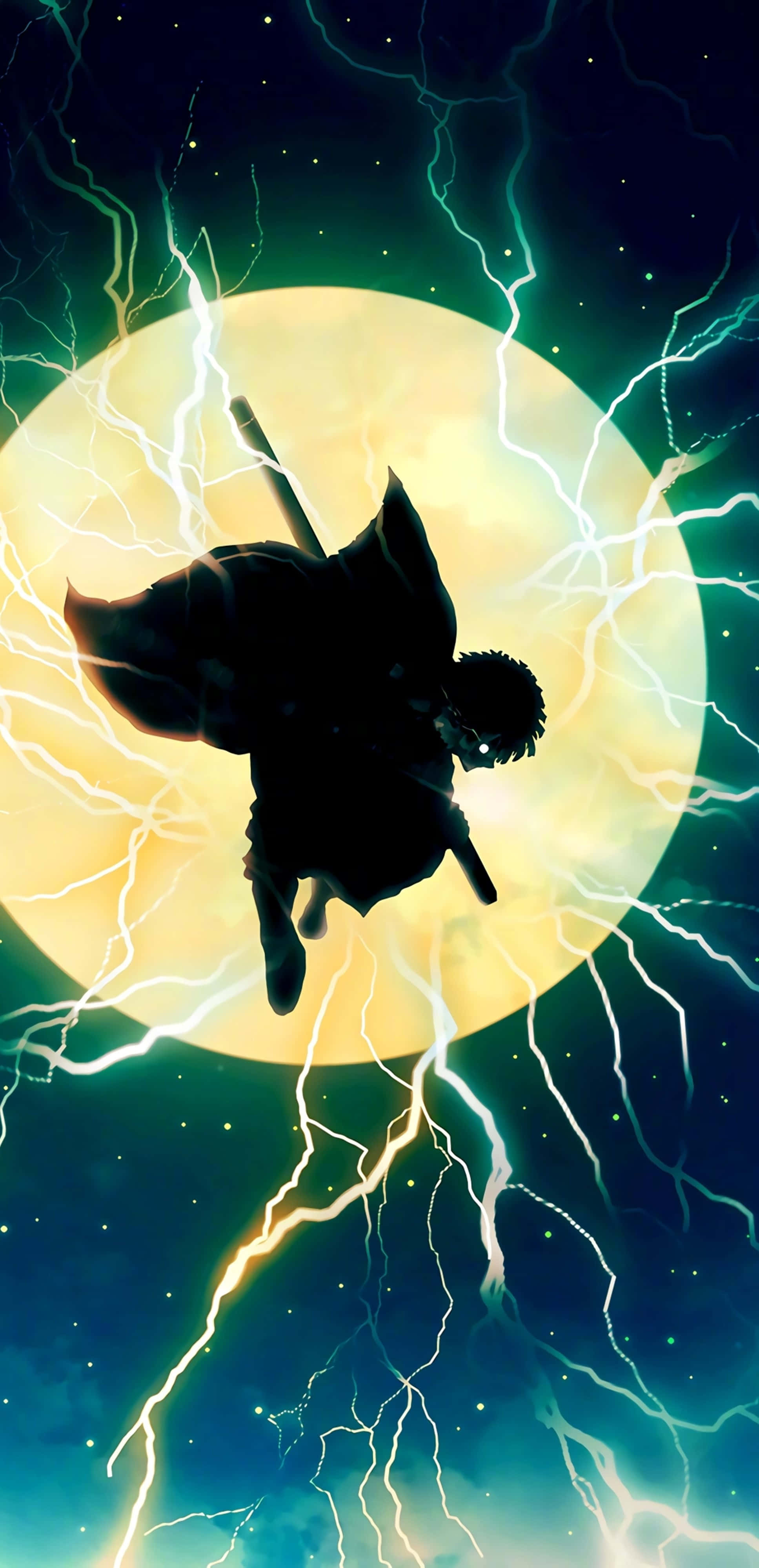 Zenitsu wa Demon Slayer Mwezi 4K Picha ya Ukuta
