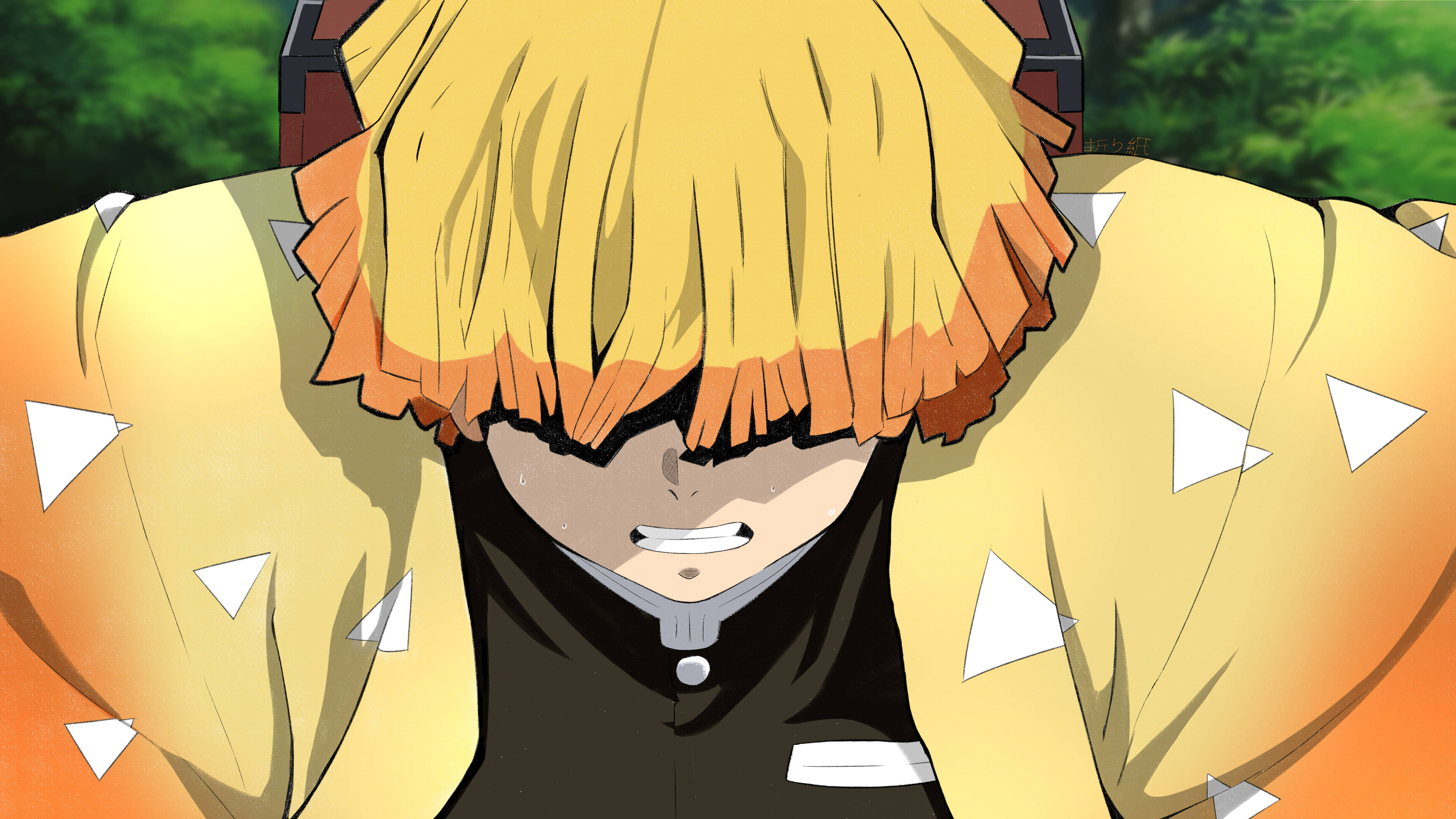 Zenitsu wa Kimetsu no Yaiba Mwenye Kushangaza Picha ya Ukuta