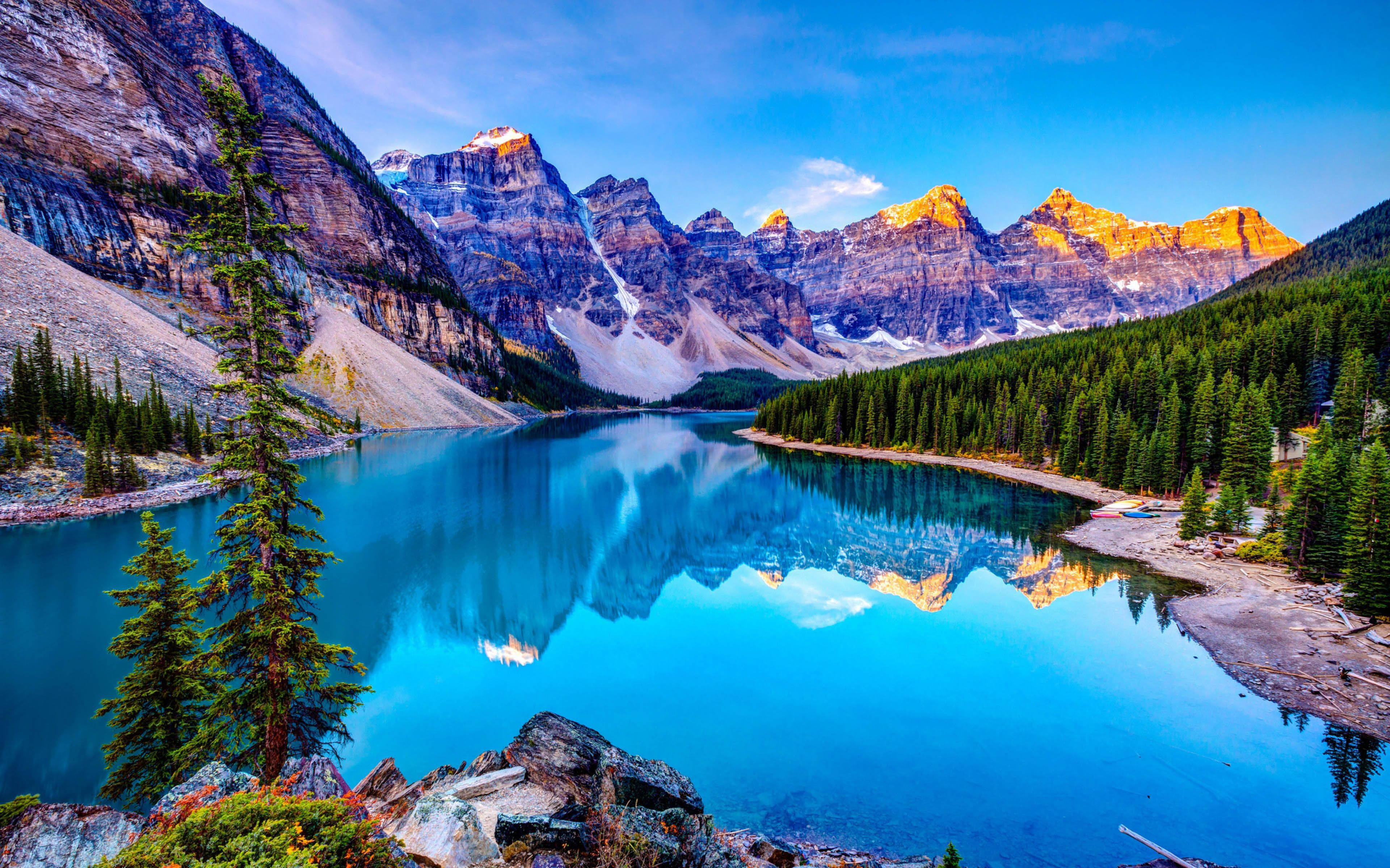 Ziwa la Moraine la Asili la 4K Picha ya Ukuta