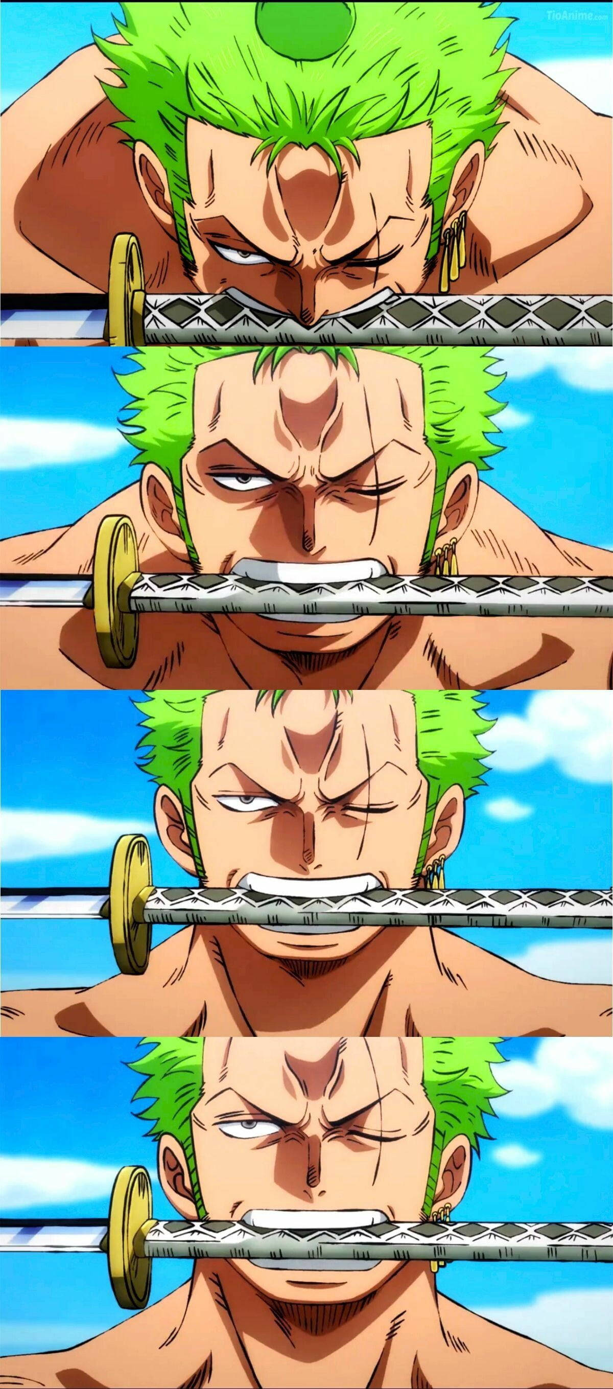 Zoro PFP With Sword Anime Collage Picha ya Ukuta