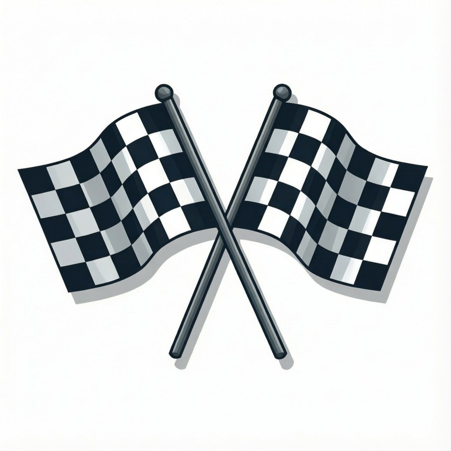 Bendera mbili za checkered zilizotengeneza kwa mwonekano wa vector safi