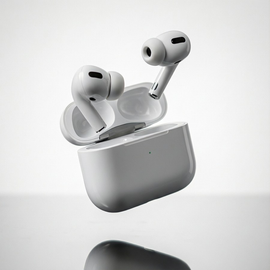 AirPods inayowasha katika hewa, picha ya product