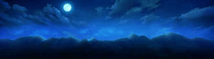 Animated moon with dark blue sky wallpaper. — 5120x1440 Picha ya Ukuta