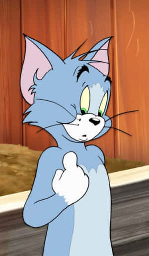 a cartoon cat is standing next to a door — Galaxy Tab A11 Picha ya Ukuta