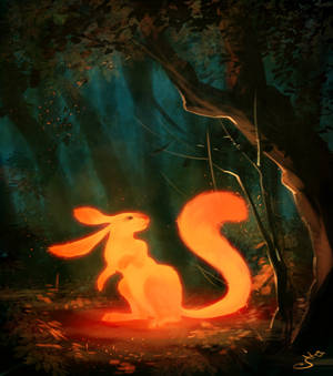 Shiny orange squirrel in a forest, animated HD wallpaper — Vivo X Fold Picha ya Ukuta