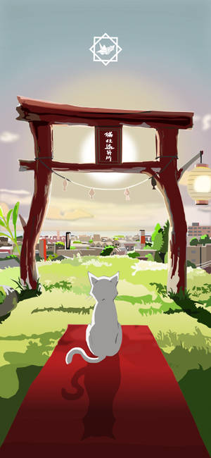 A Whisker Away Torii Gate ya ukuta — iPhone 16e Picha ya Ukuta