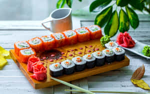 Picha za Aina za Sushi — Mandhari ya kiangazi Picha ya Ukuta