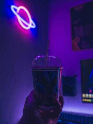 Alama ya Neon ya Saturn ya Rangi ya Upepo
