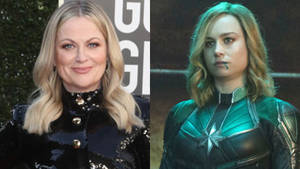 Amy Poehler Brie Larson Skrini ya Kugawanyika — Marvel Picha ya Ukuta