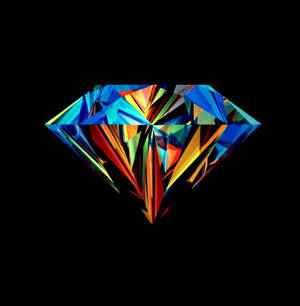 Cool wallpaper of colorful 3D big diamond sparkling on a black background. — Galaxy Z Flip7 FE Picha ya Ukuta