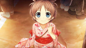 Anime Mtoto Katika Kimono Nyekundu wallpaper — Anime poa GIF Picha ya Ukuta