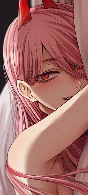 Anime Pink Baddie Mwenye Pembe — POCO C81x Picha ya Ukuta