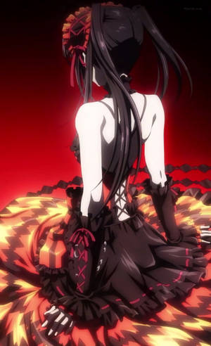 Anime Waifu Kurumi Tokisaki Kwa Uzuri Mwekundu — Xiaomi Pad Mini Picha ya Ukuta