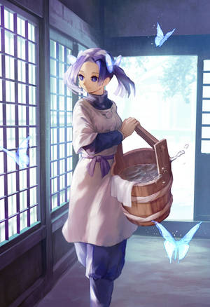 Aoi Kanzaki With Butterflies Artwork wallpaper — IQOO Pad5 Picha ya Ukuta