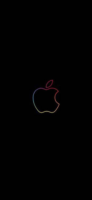Wallpaper ya iPhone XR ya logo ya Apple yenye mwanga wa rangi ya mwisho juu ya nyeusi — iPhone 13 Mini Picha ya Ukuta
