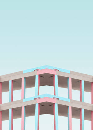 Architecture minimal wallpaper ya jengo la pastel blue na pink — Oppo Pad 4 Pro Picha ya Ukuta