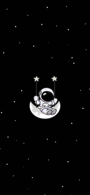 Astronauti Mweusi na Mweupe — iPhone 14 Pro Max Picha ya Ukuta