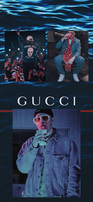 Tapeta ya Bad Bunny Gucci poster — iPhone 14 Pro Max Picha ya Ukuta