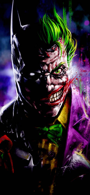Simu Nusu Batman Na Nusu Joker — iPhone Xs Picha ya Ukuta