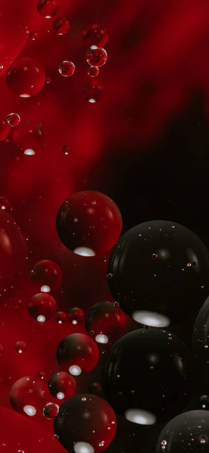 Black And Red Bubbles — iPhone 17 Pro Max Picha ya Ukuta