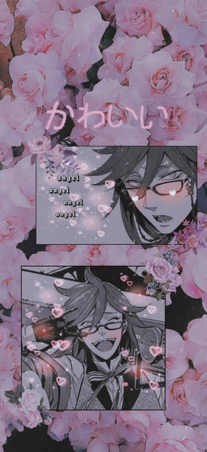 Black Butler Pink Aesthetic Floral Grell wallpaper — iPhone 14 Picha ya Ukuta