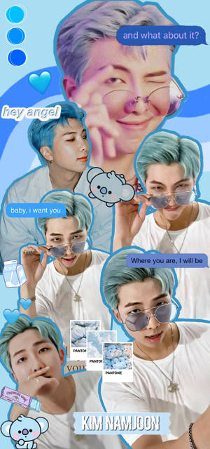 Blue Bts Rm Cute — iPhone 17 Picha ya Ukuta