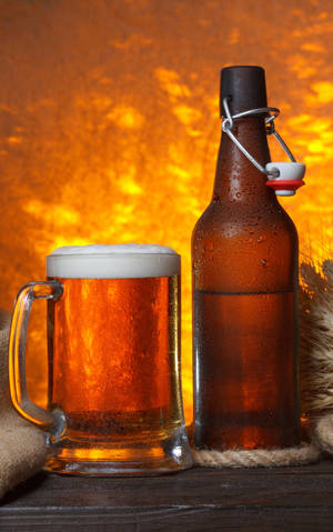 Boteli ya Bia na Pinti ya Brown Ale — Xiaomi Pad Mini Picha ya Ukuta