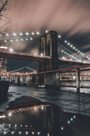 Brooklyn Bridge New York Night iPhone — Xiaomi Pad 8 Pro Picha ya Ukuta