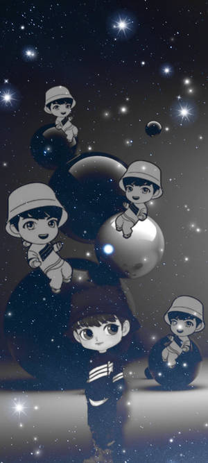Tapishi la BTS Tinytan Jungkook Black And White — Nokia G42 Picha ya Ukuta