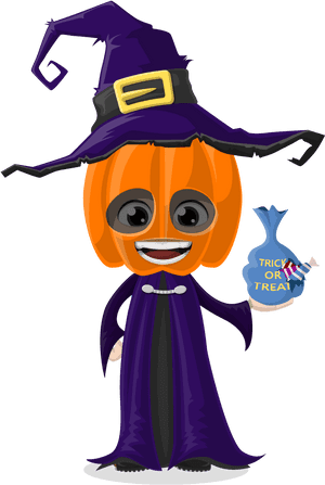 Bundi wa Maboga wa Katuni za Halloween — Kawaii halloween Picha ya Ukuta